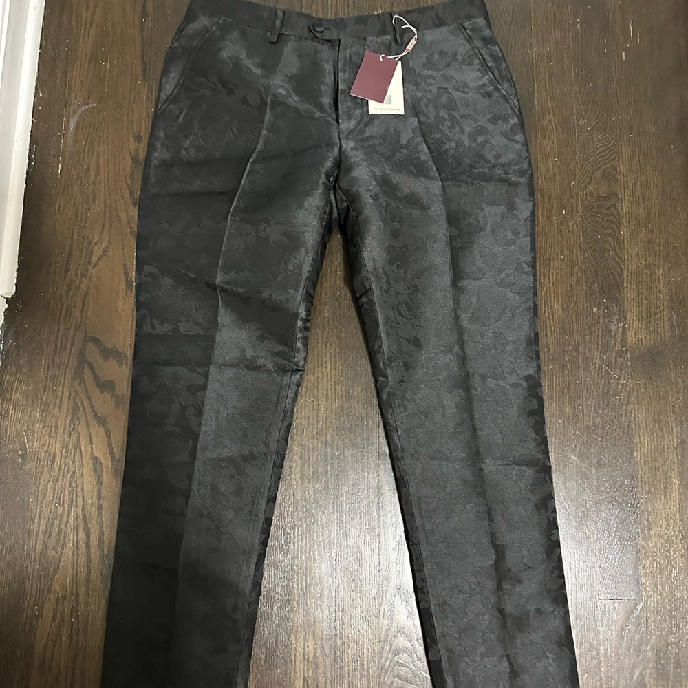 Sophisticated Black Patterned Men's Dress Pants